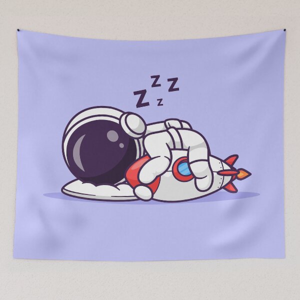 Item preview, Dreaming Among the Stars: Cute Astronaut Sleeping with Rocket Pillow Cartoon Vector Icon Illustration designed and sold by hjian8219.
