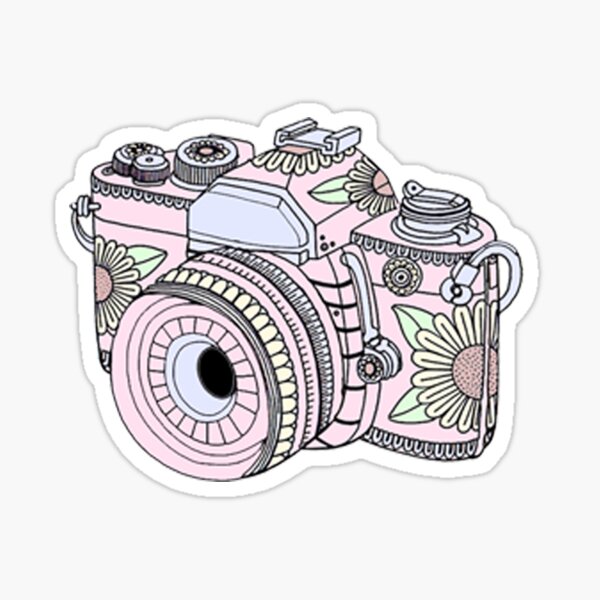 Aperçu de l'œuvre Autocollant appareil photo pastel créée et vendue par livpaigedesigns.