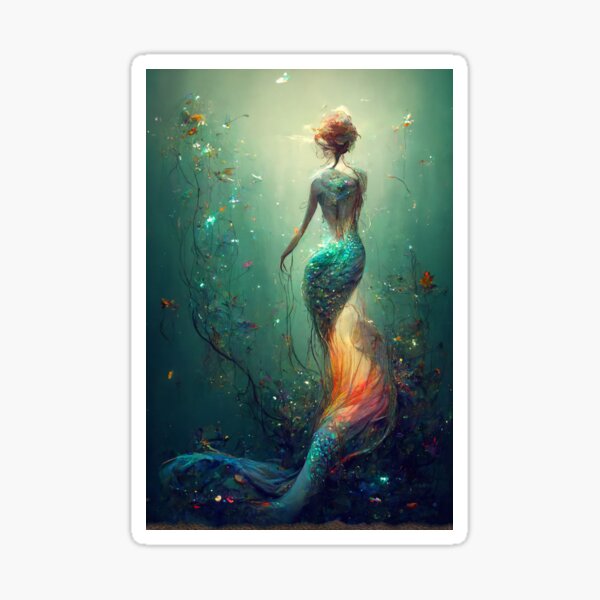 Item preview, Enchanting Mermaid Swimming Away designed and sold by Compass and a Camera.