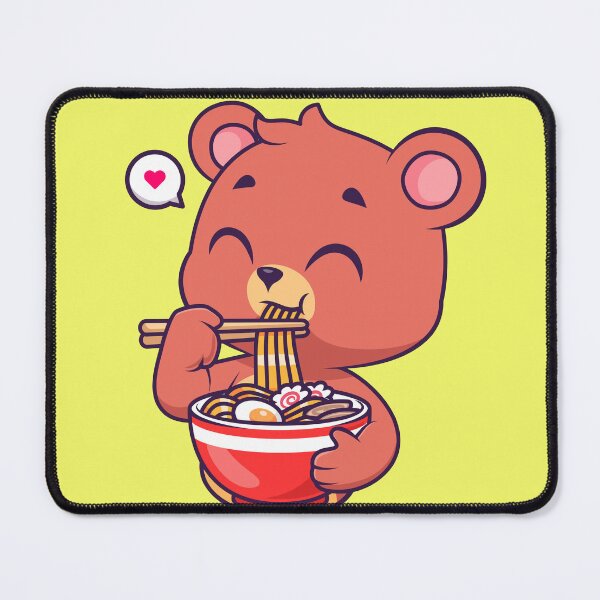 Item preview, Bear's Ramen Adventure: Cute Bear Eating Ramen Noodle Cartoon Vector Icon Illustration designed and sold by hjian8219.