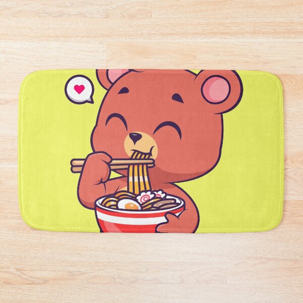 Item preview, Bear's Ramen Adventure: Cute Bear Eating Ramen Noodle Cartoon Vector Icon Illustration designed and sold by hjian8219.