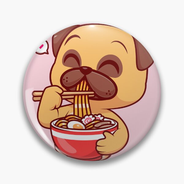 Item preview, Pug's Noodle Delight: Cute Pug Dog Eating Ramen Noodle Cartoon Vector Icon Illustration designed and sold by hjian8219.