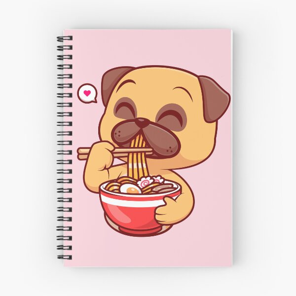 Item preview, Pug's Noodle Delight: Cute Pug Dog Eating Ramen Noodle Cartoon Vector Icon Illustration designed and sold by hjian8219.