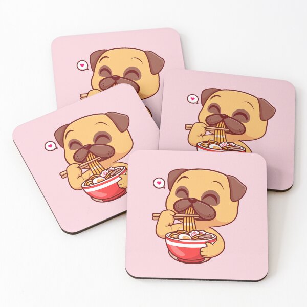 Item preview, Pug's Noodle Delight: Cute Pug Dog Eating Ramen Noodle Cartoon Vector Icon Illustration designed and sold by hjian8219.
