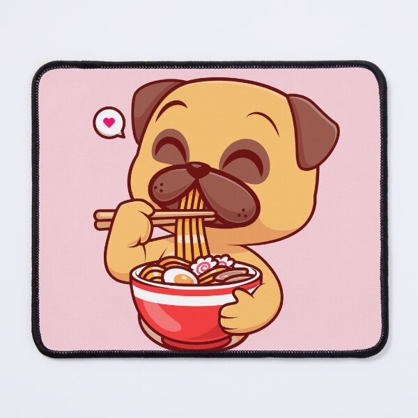 Item preview, Pug's Noodle Delight: Cute Pug Dog Eating Ramen Noodle Cartoon Vector Icon Illustration designed and sold by hjian8219.