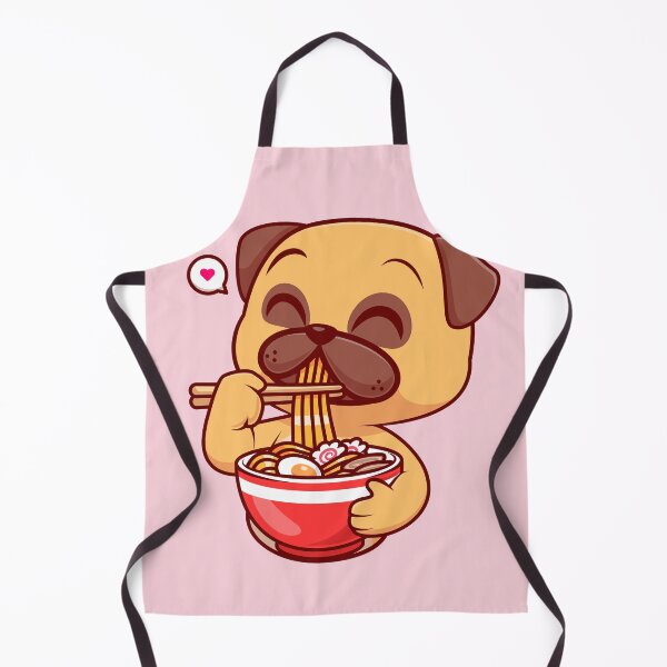 Item preview, Pug's Noodle Delight: Cute Pug Dog Eating Ramen Noodle Cartoon Vector Icon Illustration designed and sold by hjian8219.