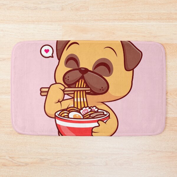 Item preview, Pug's Noodle Delight: Cute Pug Dog Eating Ramen Noodle Cartoon Vector Icon Illustration designed and sold by hjian8219.