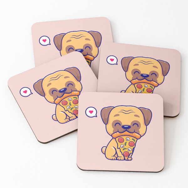 Item preview, Pizza Pug Delight: Cute Pug Dog Eating Pizza Cartoon Vector Icon Illustration designed and sold by hjian8219.