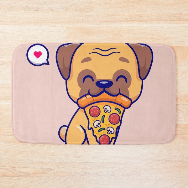 Item preview, Pizza Pug Delight: Cute Pug Dog Eating Pizza Cartoon Vector Icon Illustration designed and sold by hjian8219.