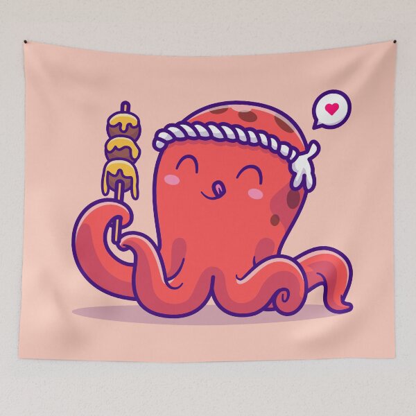 Item preview, Octo-Takoyaki Feast: Cute Octopus Eating Takoyaki Cartoon Vector Icon Illustration designed and sold by hjian8219.