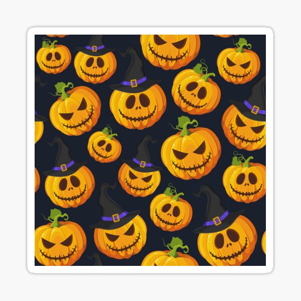 Item preview, Halloween Jack O'Lanterns with Witch Hats, RBSG designed and sold by SandyMDesigns.
