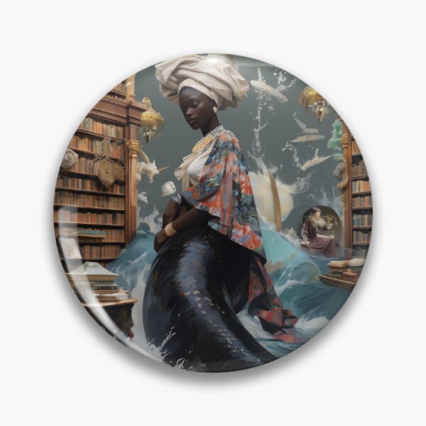 Item preview, Mami Wata performing some mermaid research designed and sold by Baba  Yaga's Cards.