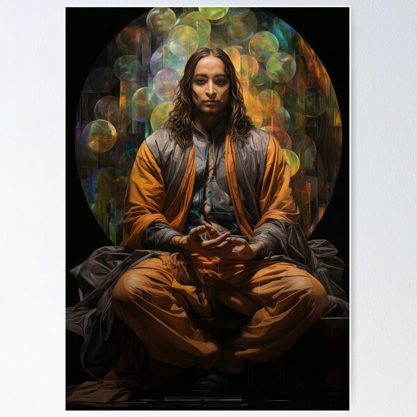 Item preview, Paramahansa Yogananda Psychedelic Visionary Art designed and sold by Mystikos Art.