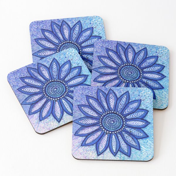 Item preview, RIB art-tile (blue, violet, abstract, mixed-media art) designed and sold by gotecreations.