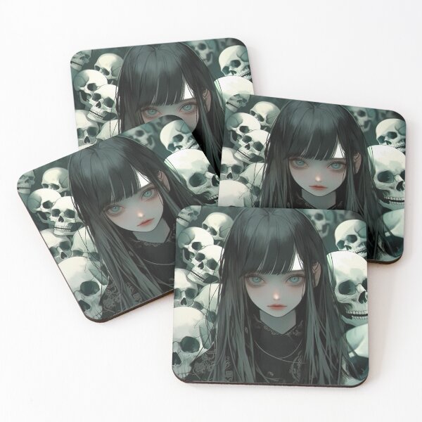 Item preview, Pretty Anime Girl Surrounded By Skulls designed and sold by bubblegoth.