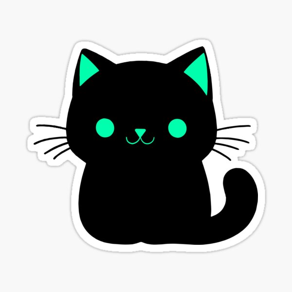 Cute Black Cat Kitty Minimal Design Sticker