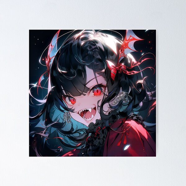 Dark Red and Black Anime Girl Poster for Sale by bubblegoth