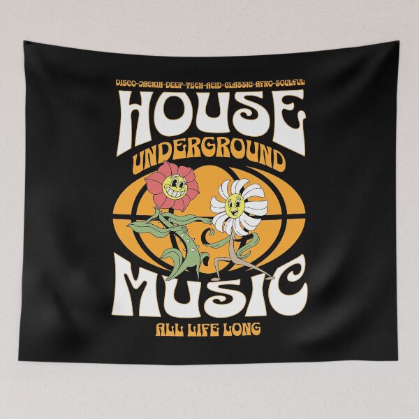 Item preview, HOUSE MUSIC  - Underground Flowers (White/Orange)  designed and sold by Discothreadz.