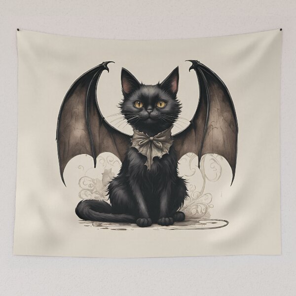 Item preview, Black Cat with Bat Wings designed and sold by ebrawne.
