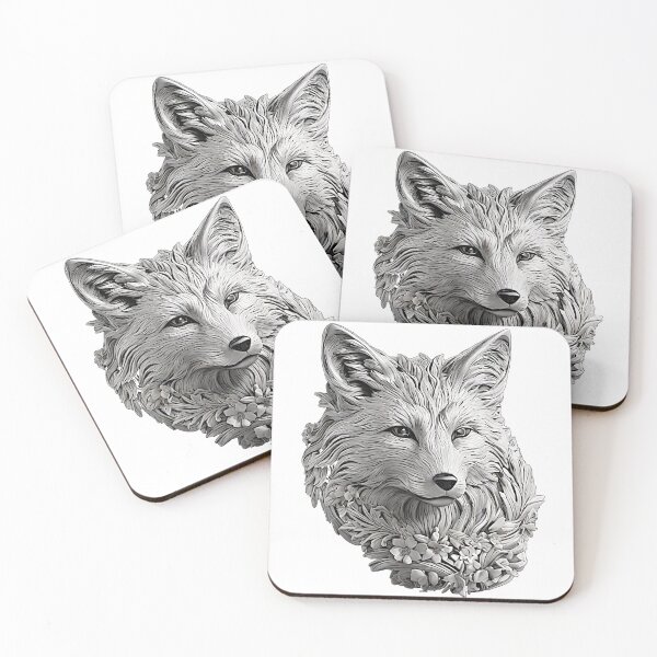 Item preview, The artwork showcases a fox in stunning detail, rendered in intricate ink line and presented in a captivating black and white color scheme. designed and sold by Best-Art-32.