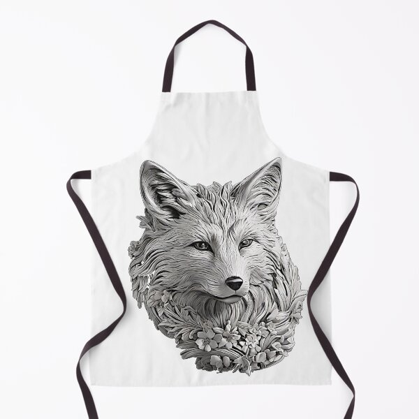 Item preview, The artwork showcases a fox in stunning detail, rendered in intricate ink line and presented in a captivating black and white color scheme. designed and sold by Best-Art-32.