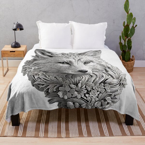 Item preview, The artwork showcases a fox in stunning detail, rendered in intricate ink line and presented in a captivating black and white color scheme. designed and sold by Best-Art-32.