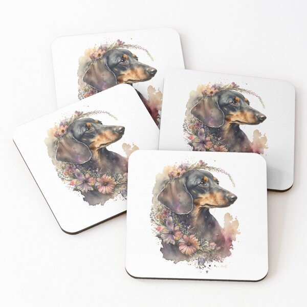 Item preview, Cute Dachshund with Flowers Watercolor designed and sold by CuppElida.