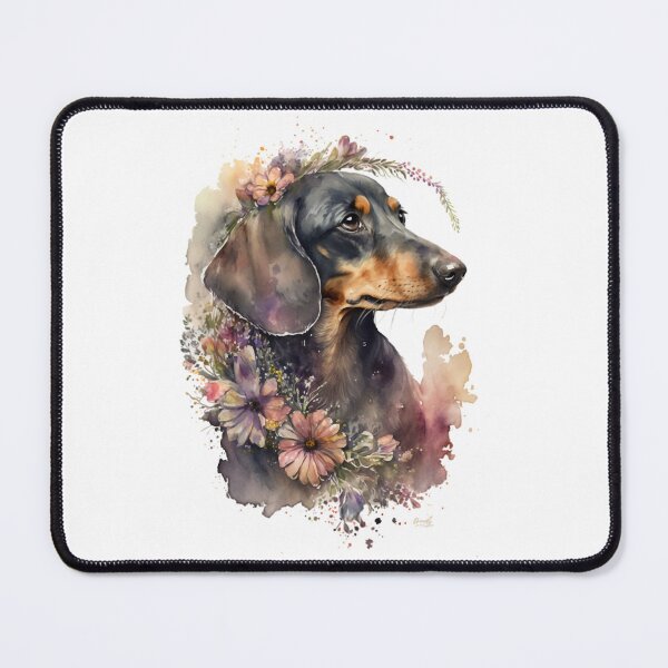 Item preview, Cute Dachshund with Flowers Watercolor designed and sold by CuppElida.
