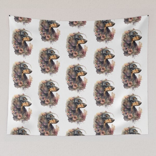 Item preview, Cute Dachshund with Flowers Watercolor designed and sold by CuppElida.