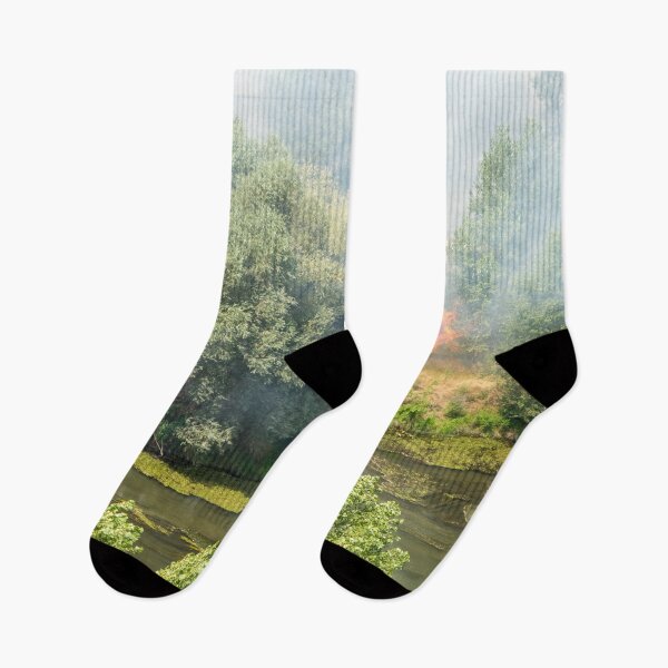Item preview, Up in Flames - Wildfire on the Shore of Maritsa River in Plovdiv Bulgaria designed and sold by Georgia Mizuleva.