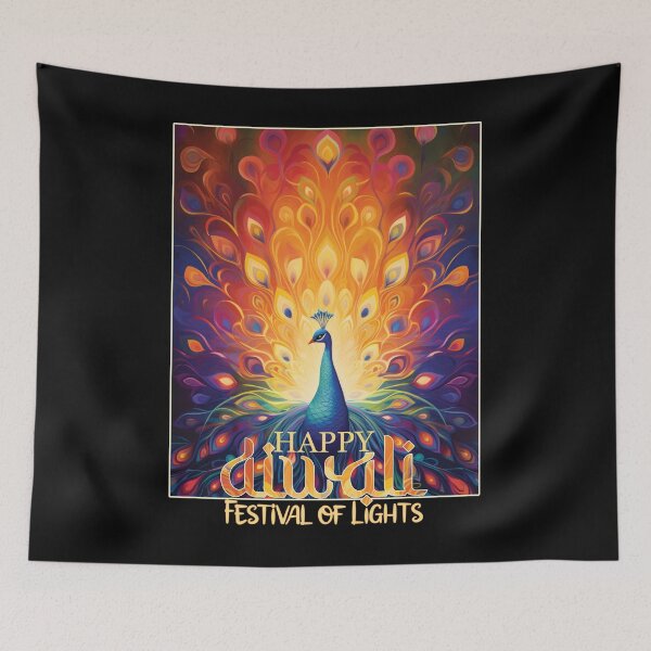 Item preview, Happy Diwali Festival of Lights Vibrant Peacock designed and sold by Karen McFarland.
