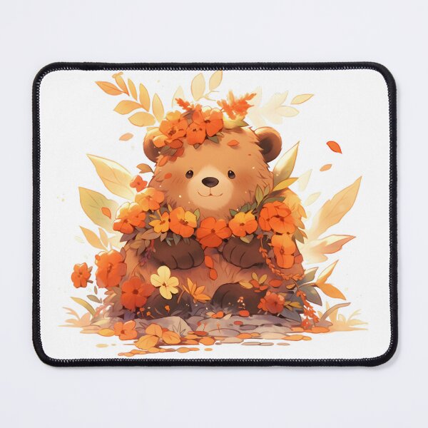 Item preview, Brown Bear with Orange Flower Crown designed and sold by InkedBeasts.