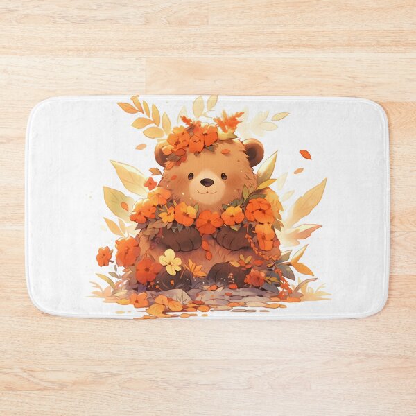 Item preview, Brown Bear with Orange Flower Crown designed and sold by InkedBeasts.