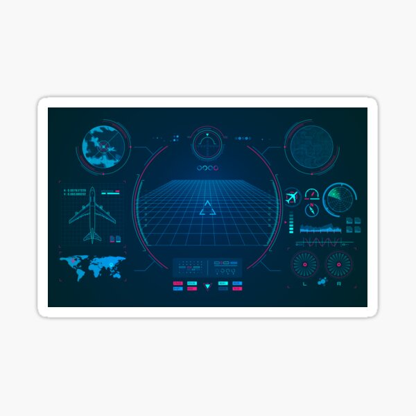"digital radar airplane interface aviation technology" Sticker for Sale ...