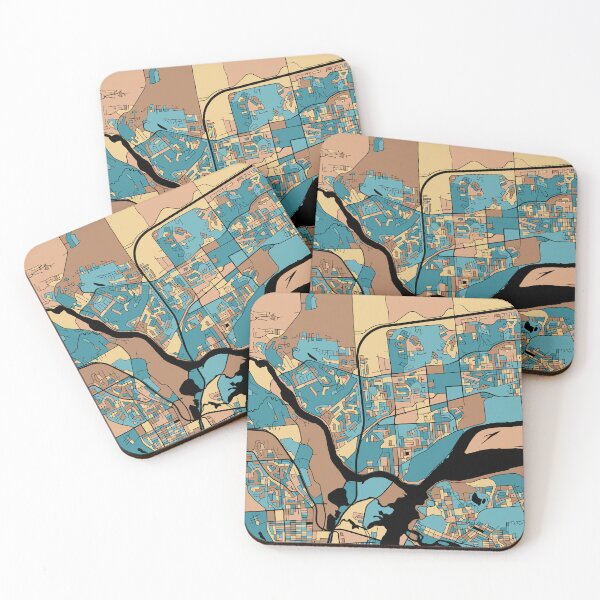 Item preview, Gatineau Map Pattern in Mid Century Pastel designed and sold by PatternMaps.