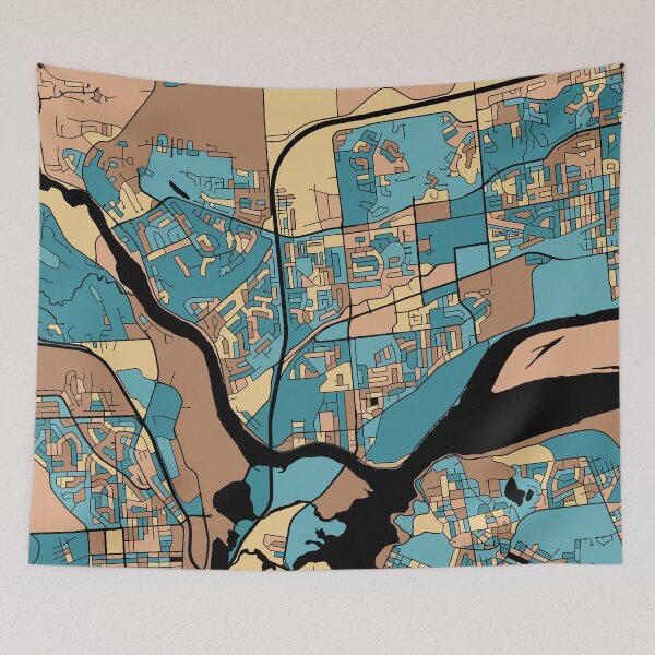 Item preview, Gatineau Map Pattern in Mid Century Pastel designed and sold by PatternMaps.