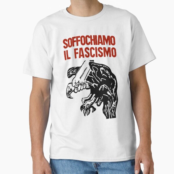 Vista previa del artículo con la obra «Impresión antifascismo italiana vintage (asfixiar el fascismo)», diseñado y vendido por luonngongg.