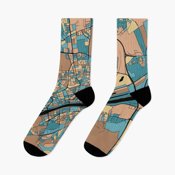 Item preview, Frankfurt Map Pattern in Mid Century Pastel designed and sold by PatternMaps.