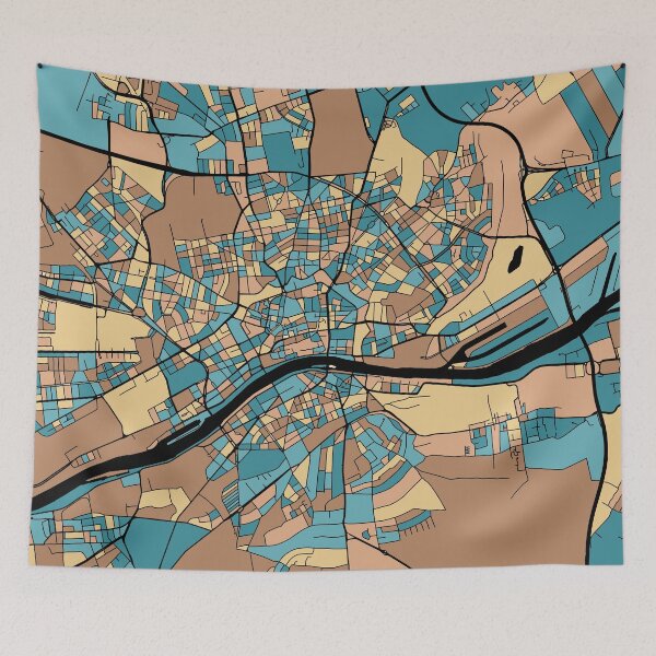 Item preview, Frankfurt Map Pattern in Mid Century Pastel designed and sold by PatternMaps.