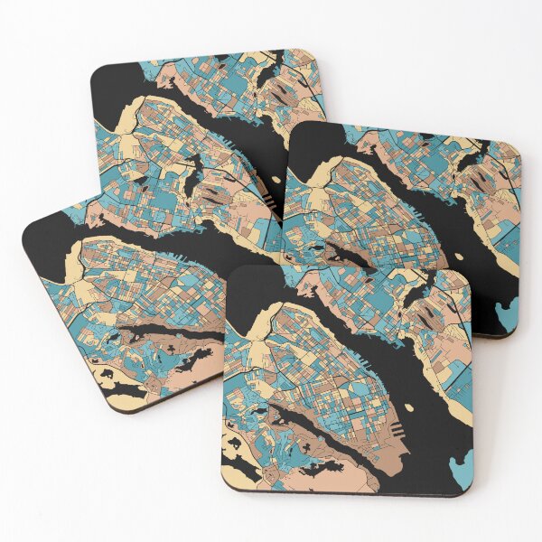 Item preview, Halifax Map Pattern in Mid Century Pastel designed and sold by PatternMaps.