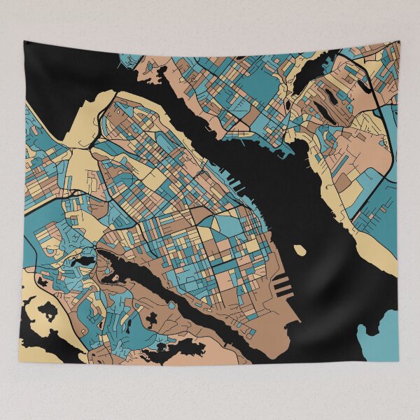 Item preview, Halifax Map Pattern in Mid Century Pastel designed and sold by PatternMaps.