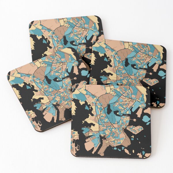Item preview, Helsinki Map Pattern in Mid Century Pastel designed and sold by PatternMaps.