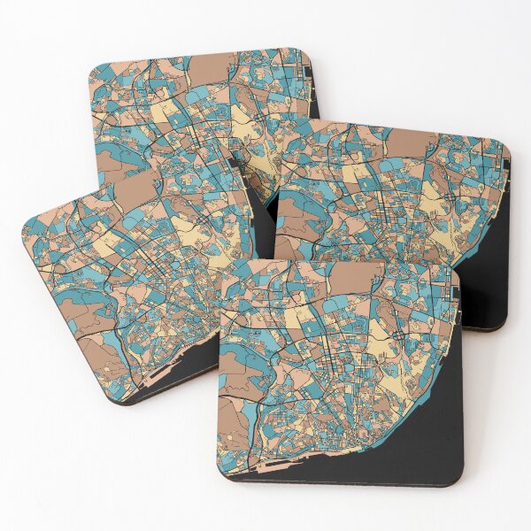 Item preview, Lisbon Map Pattern in Mid Century Pastel designed and sold by PatternMaps.
