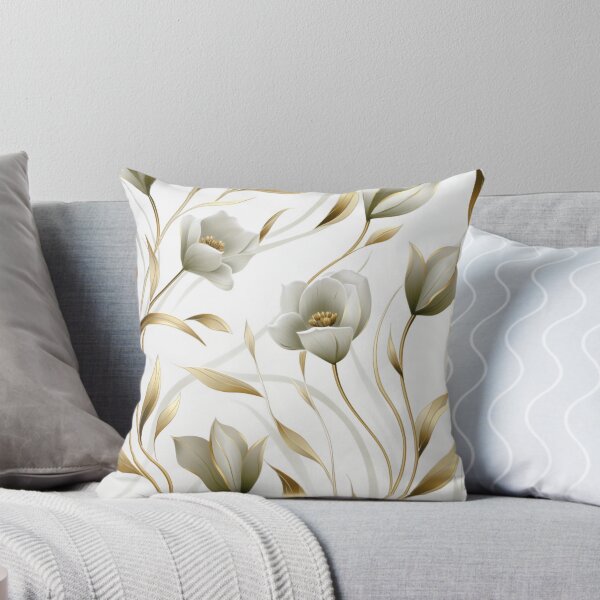 Item preview, Elegant White & Gold Pattern: Vines and Tulips in Natural Elegance designed and sold by PaintbrushPlace.