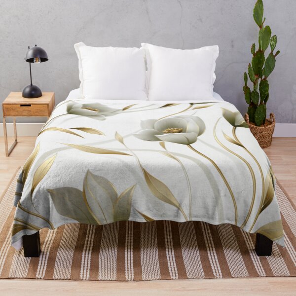Item preview, Elegant White & Gold Pattern: Vines and Tulips in Natural Elegance designed and sold by PaintbrushPlace.