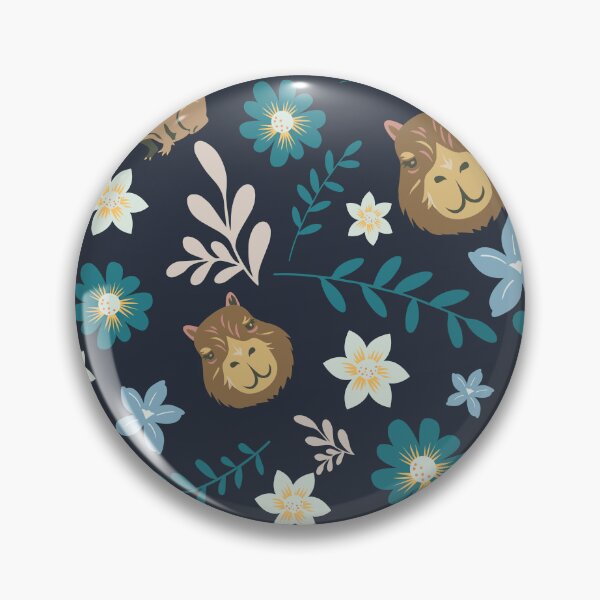 Item preview, Capybaras Boho Floral Dark Blue designed and sold by ArlacV.