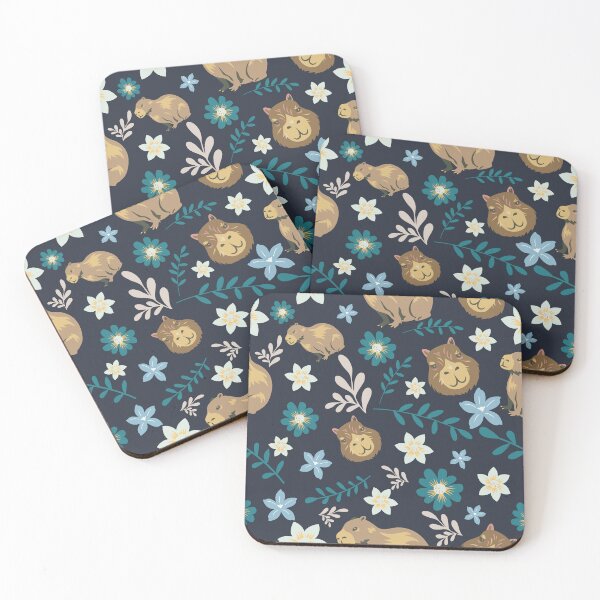 Item preview, Capybaras Boho Floral Dark Blue designed and sold by ArlacV.