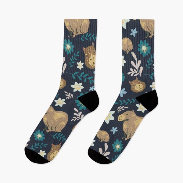 Item preview, Capybaras Boho Floral Dark Blue designed and sold by ArlacV.
