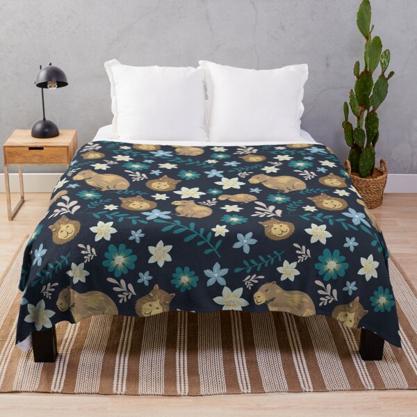 Item preview, Capybaras Boho Floral Dark Blue designed and sold by ArlacV.