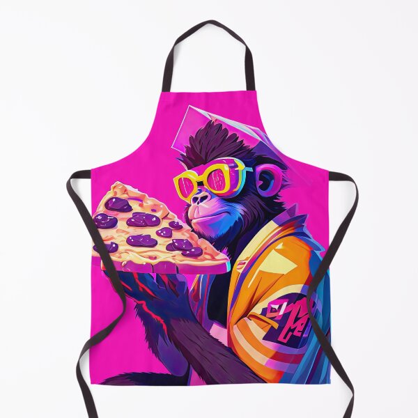 Item preview, Hipster Monkey Eating Pizza Retro Synthwave Style designed and sold by Puristock.